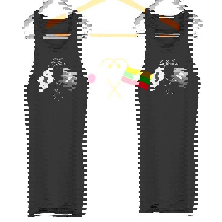 Japanese Flag Myanmar Flag ミャンマー遺産 ミャンマーのルーツ 日本の国旗 ミャンマーの国旗 タンクトップ