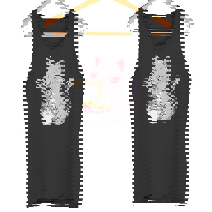 Kawaii Ramen Cat Neko Cute Anime Noodle Lover タンクトップ