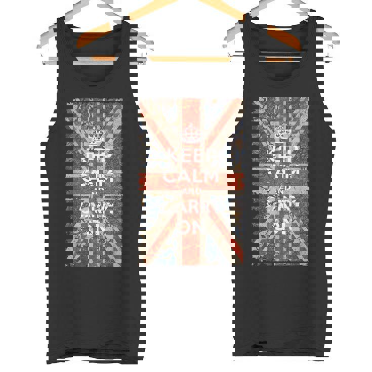 Keep Calm And Carry On Uk Flag タンクトップ