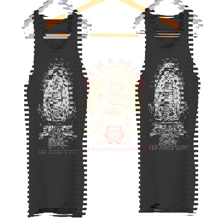 Life Is Aoyage オールドスクール セーリング船 タトゥーデザイン タンクトップ