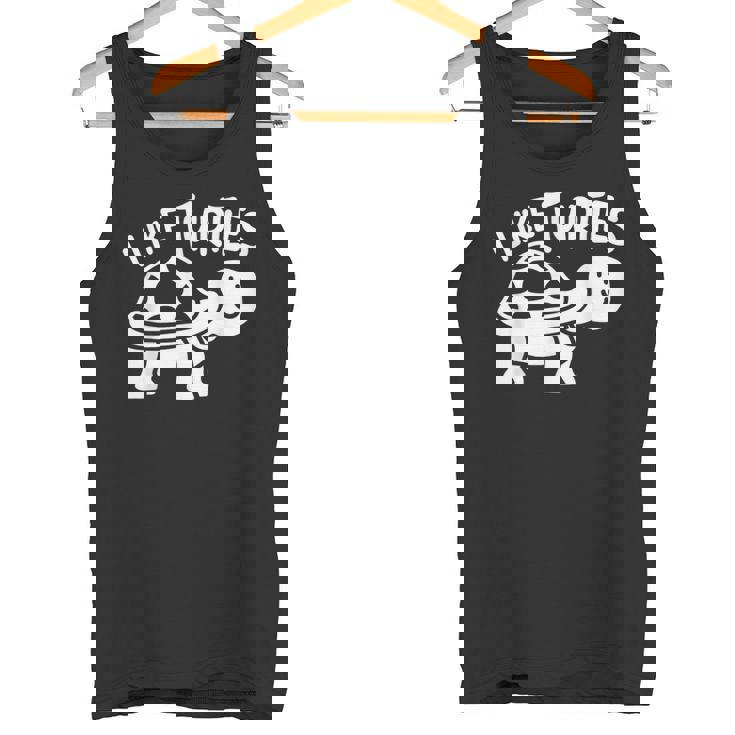 I Like Turtles かわいい 亀 愛 亀 海 動物 好き タンクトップ