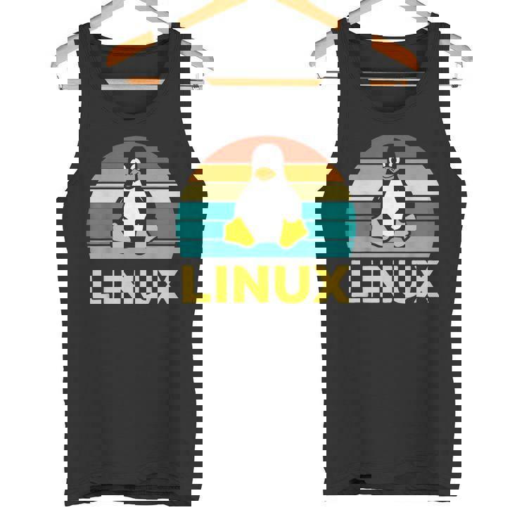 Linux レトロ ヴィンテージ ペンギン オタク ペンギン オペレーティング システム オタク タンクトップ