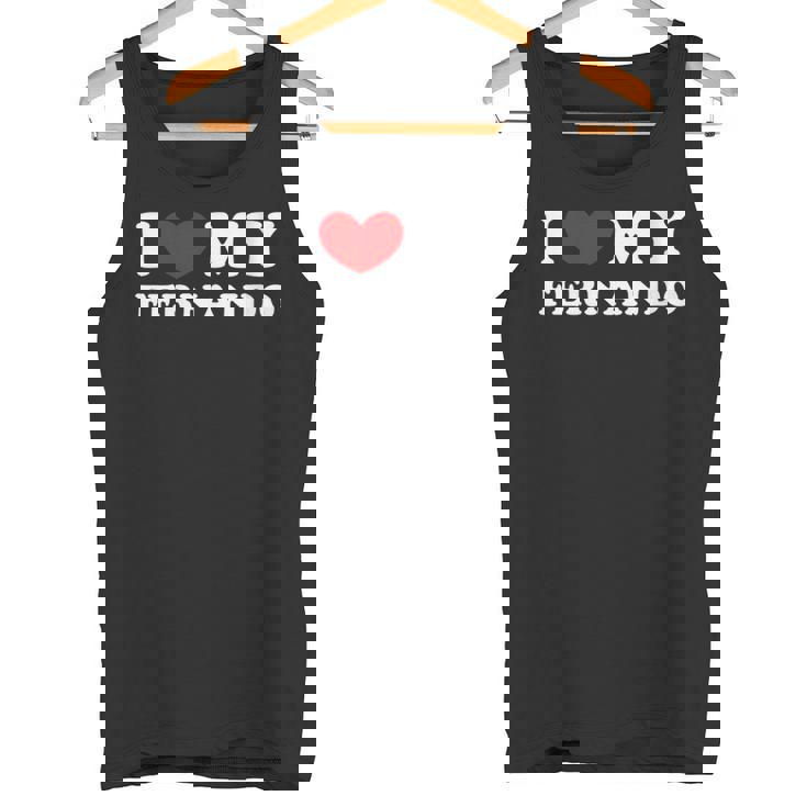 I Love My Fernando Amo Mi Fernando Corazón Mi Fernando Cuello Camiseta sin mangas