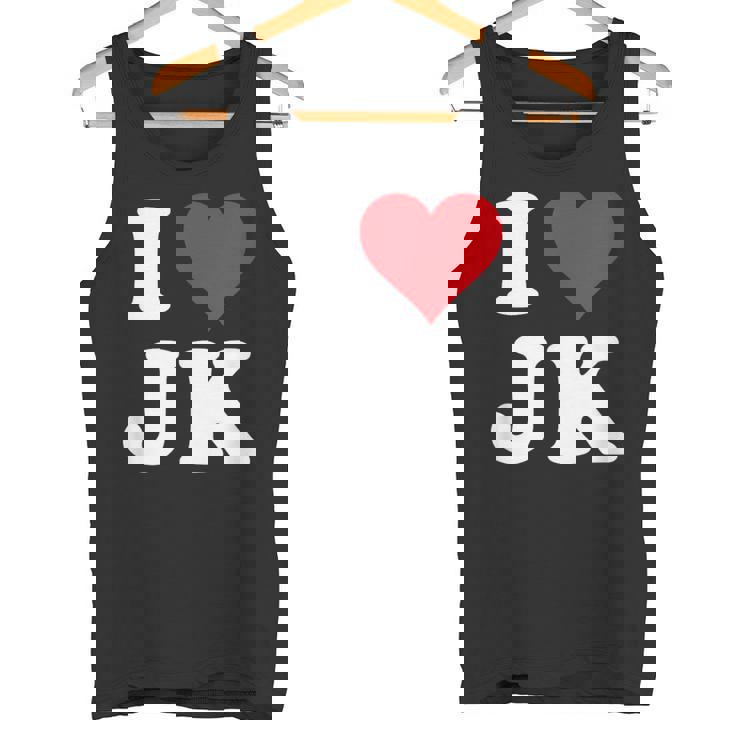 I Love Jk Initials I Heart JK First Last Name J K タンクトップ