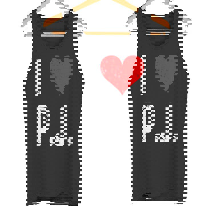 I Love Pj PJ ハート アンティーク調 長袖tシャツ タンクトップ