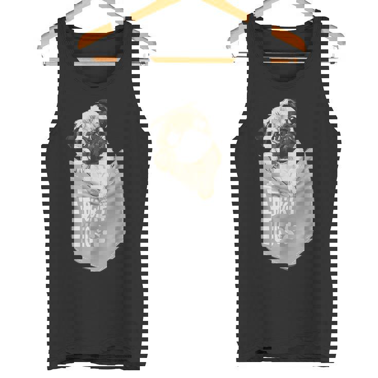 Love Pugs かっこいいポケットパグ ペット 犬 グラフィックデザイン タンクトップ