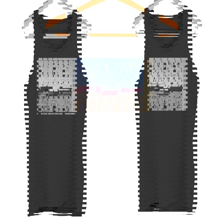 Magritteによるゴルコンダの有名な絵画。 タンクトップ