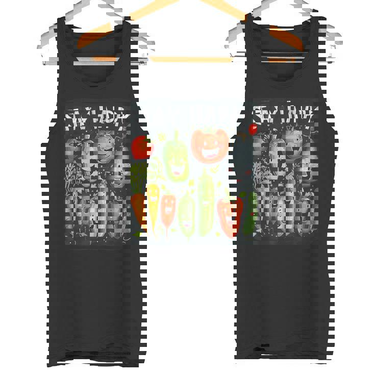 Mantente Feliz Conerduras Y Frutas Divertidas Camiseta sin mangas