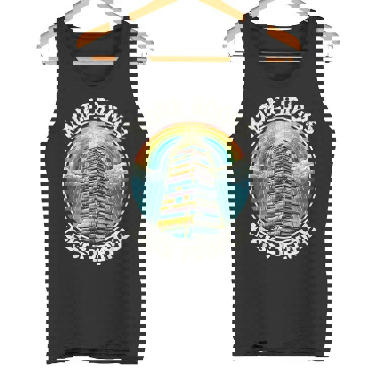 More Books Less People Book Lover Bookworm リーディングブック タンクトップ