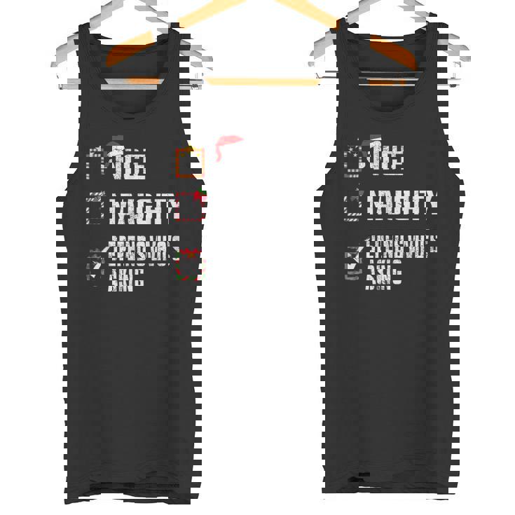 Nice Naughty Depends Who's Asking クリスマスリスト サンタ クリスマス タンクトップ