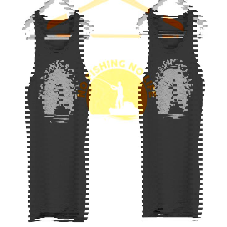 No Fishing No Life 釣り フィッシング ロゴ プリント タンクトップ