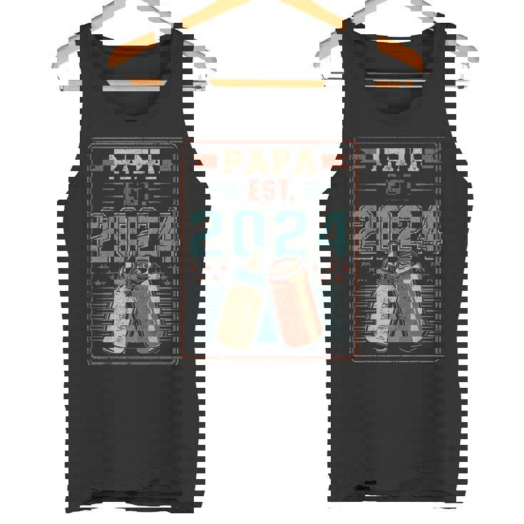 Papa Est 2024 初めてのパパ 父の日 新しい父親の父性 タンクトップ