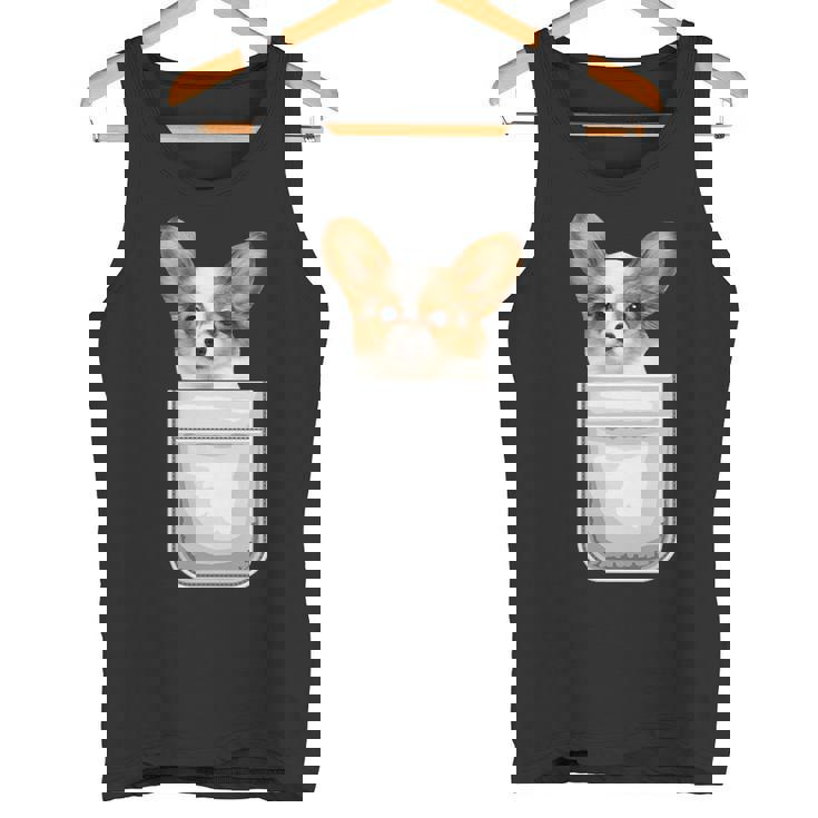 Papillon パピヨン 子犬 ポケットの中の犬 タンクトップ