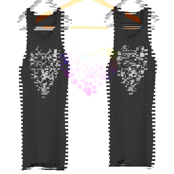 Paw Heart 足跡 犬のハート 犬のアクセサリー ギフト タンクトップ