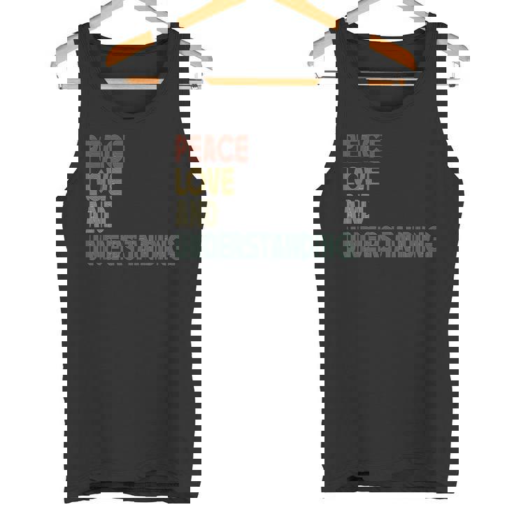 Peace Love And Understanding シャツ インスピレーションを与える引用 レトロ タンクトップ
