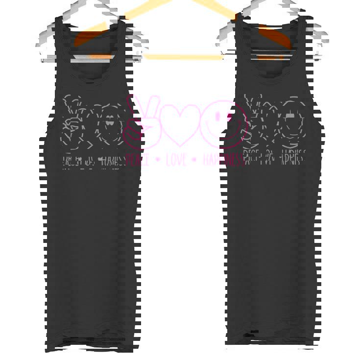 Peace Love Happiness シャツ ハッピーフェイス スマイルフェイス ヒッピー タンクトップ