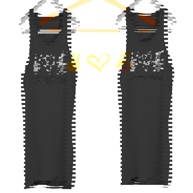 Peace Love バナナ 面白いバナナ フルーツ愛好家 ビーガン用 タンクトップ