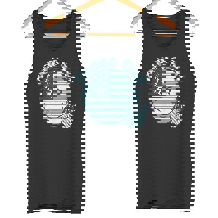 Peace Out 星条旗 ピースサイン 男女 色あせ タンクトップ