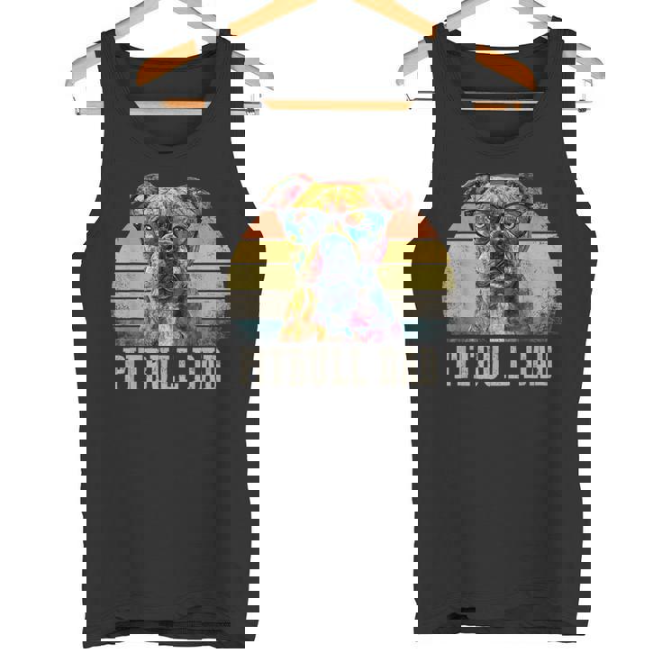 Pitbull Dad Dog Lover カラフル アーティスティック ピットブルのオーナー。 タンクトップ