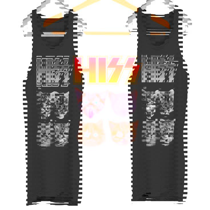 Hiss Cat Cat Lover Kittens Rock Music Cat Hiss タンクトップ