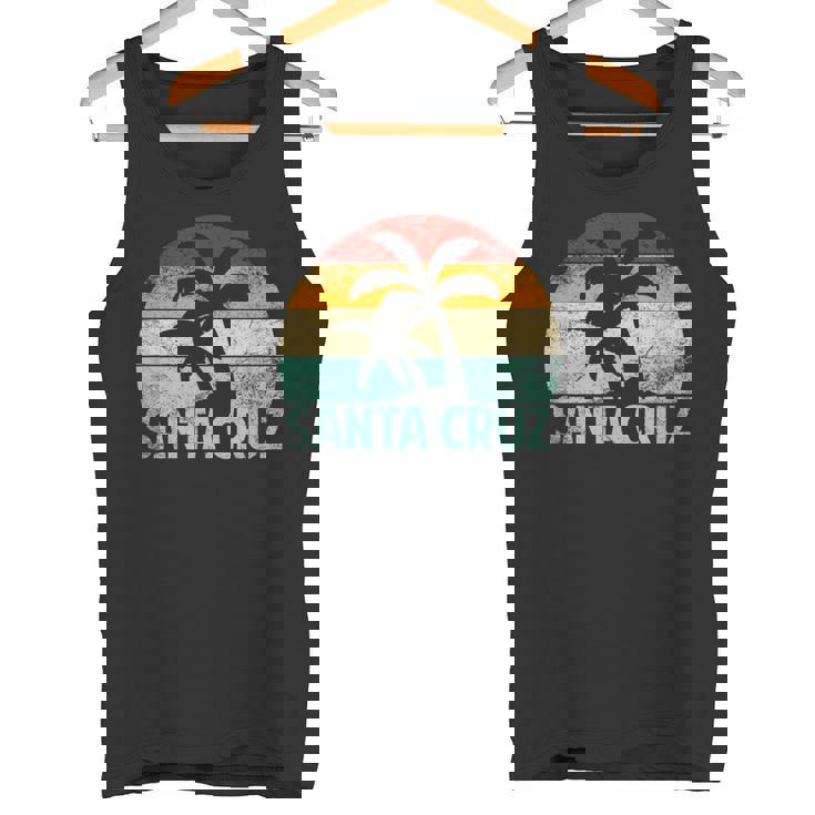 Santa Cruzintage Retro Palmera Puesta Deol California Beach Camiseta sin mangas
