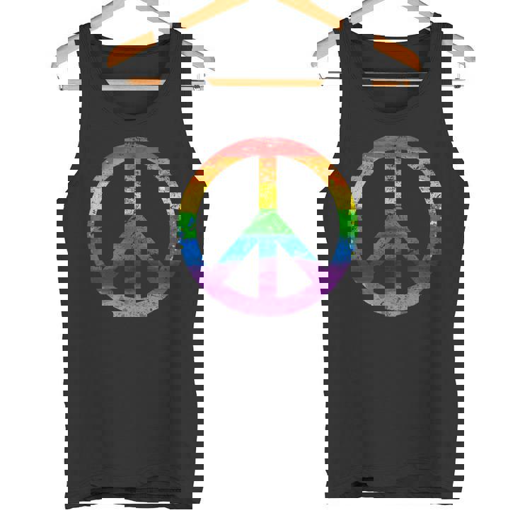 Simbolo Paz Hippie Bandera Lgbt Arcoiris Lesbian Gay Pride Camiseta sin mangas
