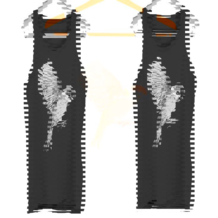 Sparrow-Spring-スズメ-春-自由-鳥-動物 タンクトップ