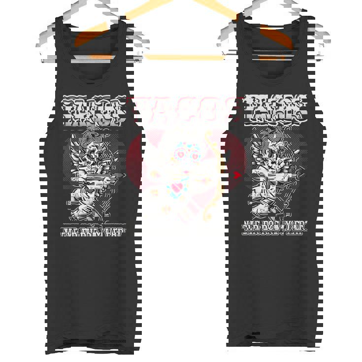 Taco Lovers バレンタインデー シュガースカル キューピッド メキシカンアート タンクトップ