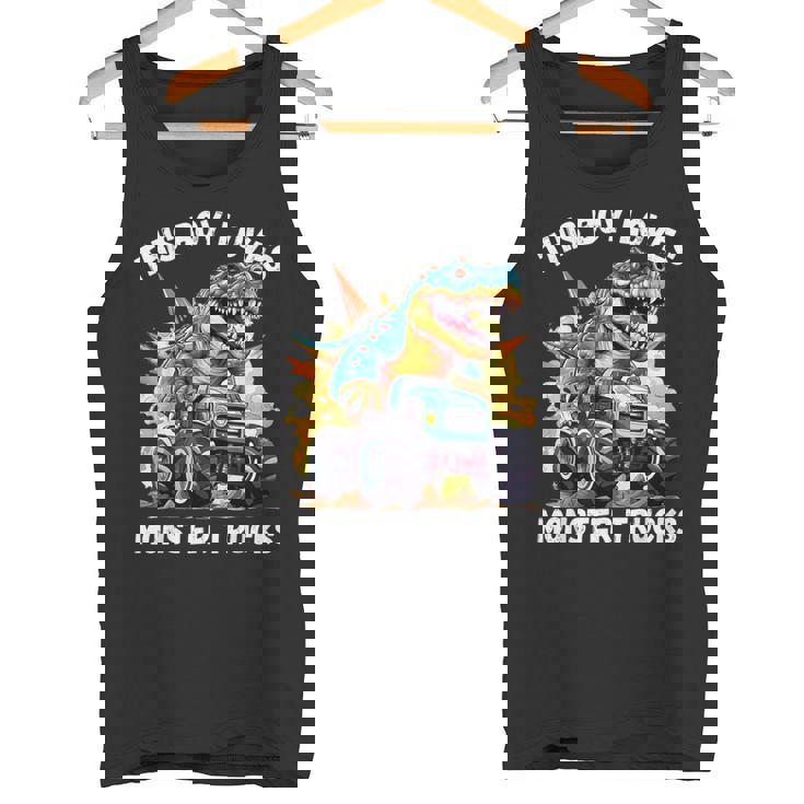 This Boy Loves Monster Trucks 恐竜モンスタートラック タンクトップ