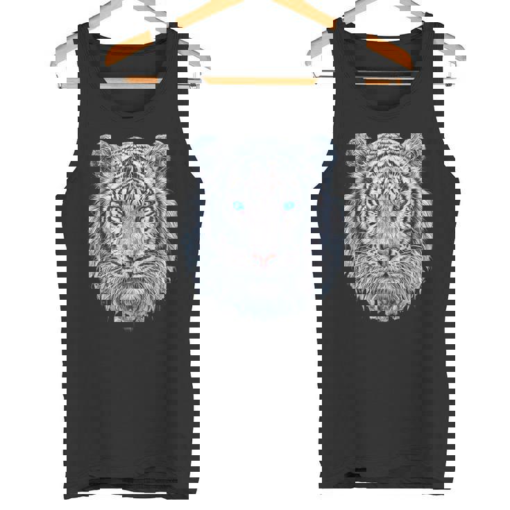 Tiger Lover 青い目の動物 ホワイトタイガー タンクトップ