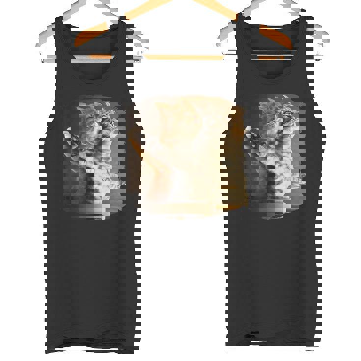 TitaniCムービーにインスパイアされた面白い猫好きのミーム。 タンクトップ