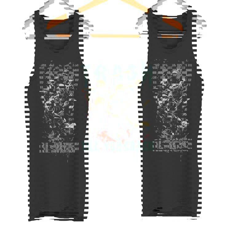 Trash Till You Crash ゾンビ メタルバンド 怖い ハロウィン ロック タンクトップ