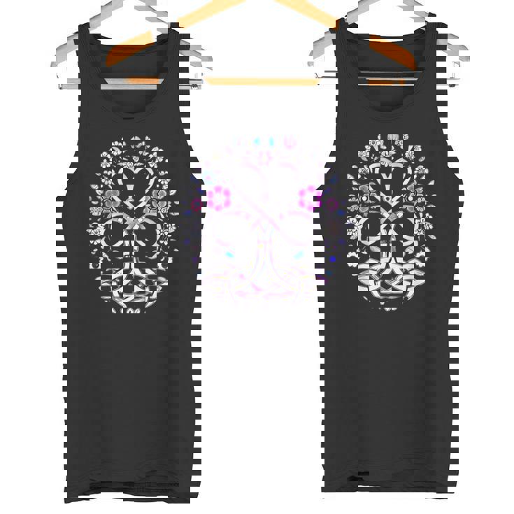 Triquetta ケルティック 保護ルーン 花とハート タンクトップ