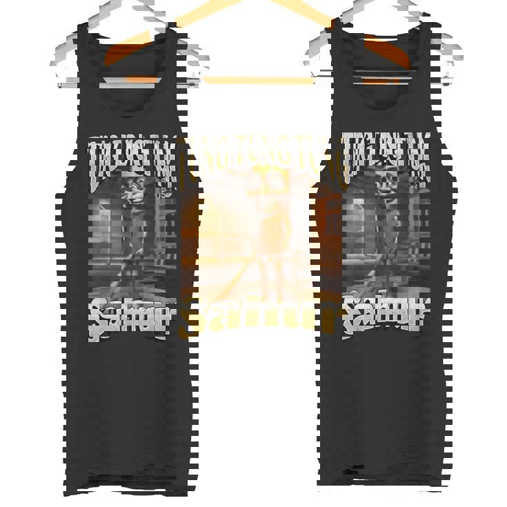 Tung Tungahur 面白いイタリアンブレインロットミームグラフィック タンクトップ