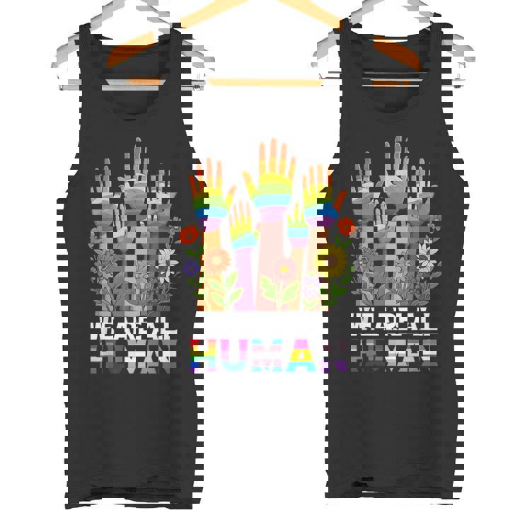 We Are All Human レインボー Lgbt Lgbtq トランスジェンダー ハンドフラワー タンクトップ