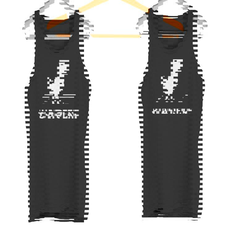 You Are Offline T-Rex 恐竜のラン ピクセルアート 恐竜ゲーム タンクトップ