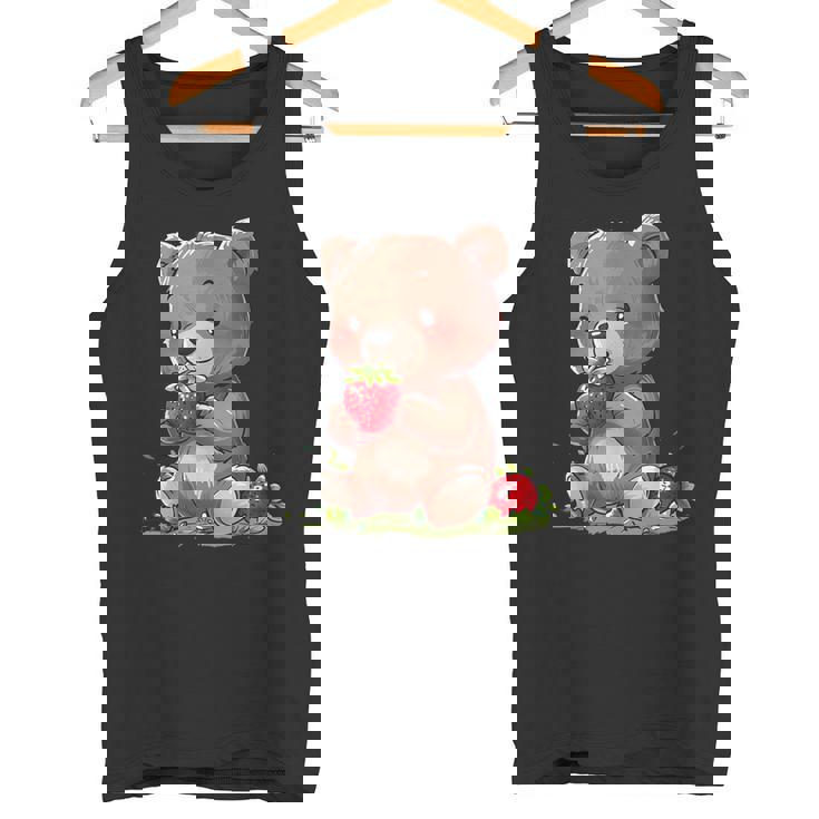 いちごくま かわいい くま 作品 描画 いちご フルーツ タンクトップ