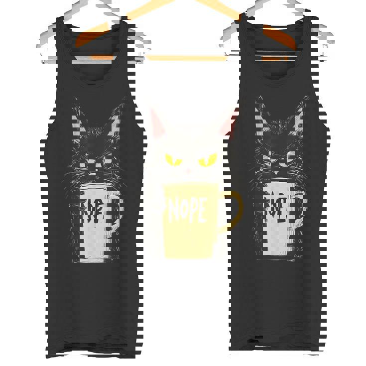 おかしな猫 コーヒーマグと黒猫 Nope タンクトップ