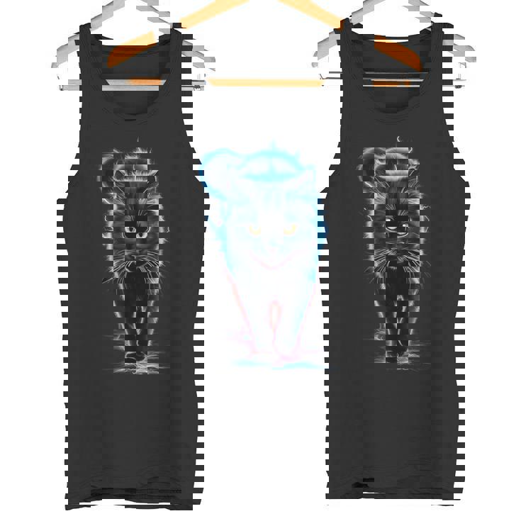 おもしろ猫 稲妻 黒猫 タンクトップ
