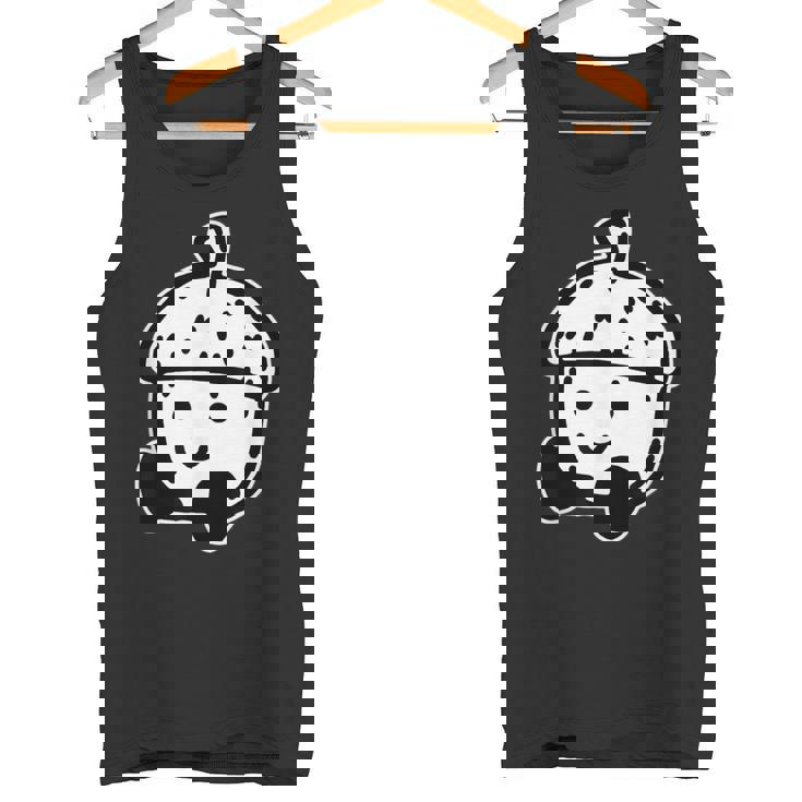 かわいい どんぐり 笑顔 ハッピー どんぐり ブラックワーク ミニマリスト タンクトップ