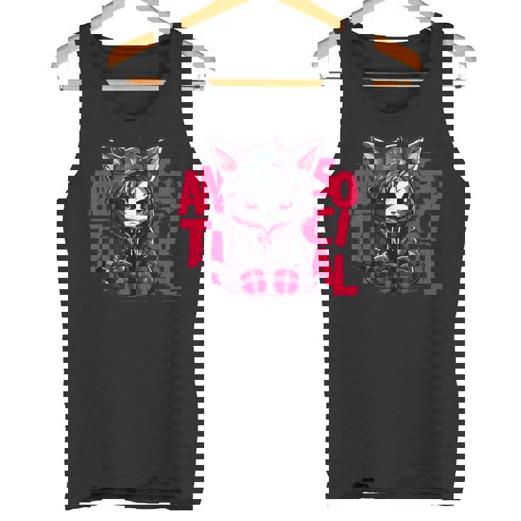 かわいい アニメ ゴシック 猫 ちび反社会的 メンヘラ グランジ タンクトップ