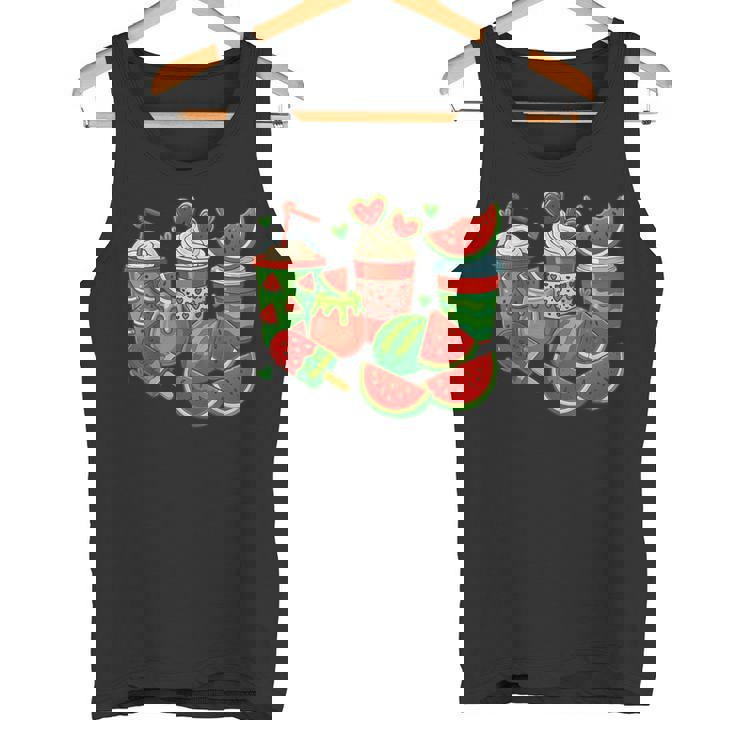 かわいい スイカ好き 夏 フルーツ スイカ アイスコーヒー タンクトップ