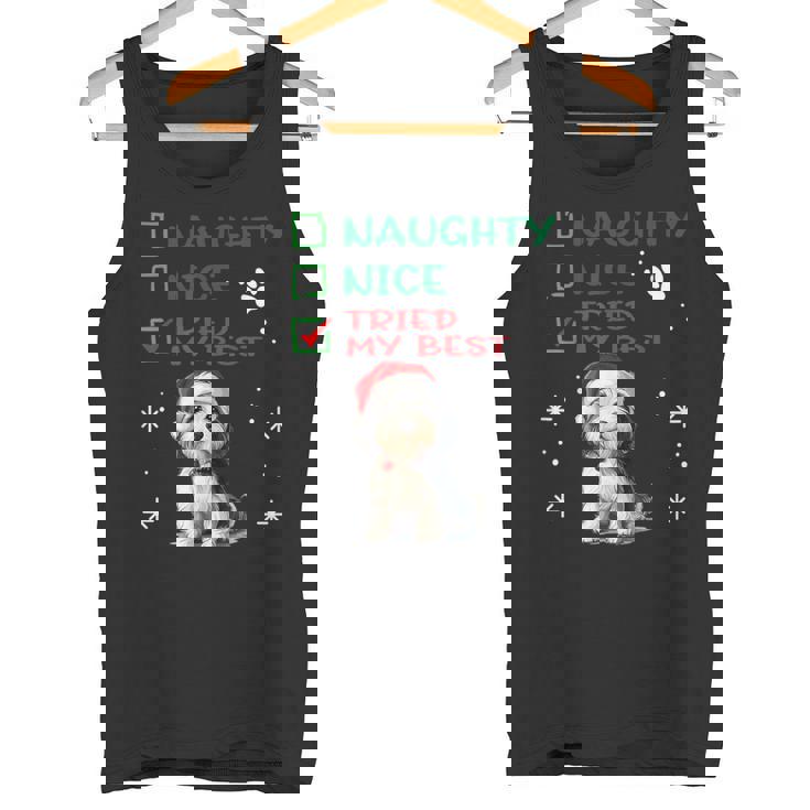 かわいい ダンディ ディンモント テリア 犬 クリスマス いたずら 素敵 試した タンクトップ