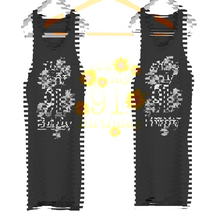 かわいいひまわり Its My 91歳の誕生日 91歳の誕生日 タンクトップ