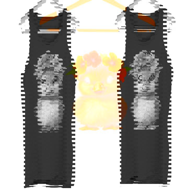 かわいいアヒルの子と花冠 タンクトップ