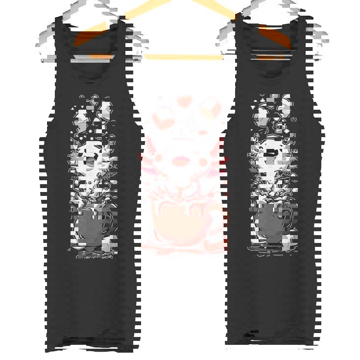 かわいいウーパールートル ホット チョコレート マシュマロ チョコレート ウーパールーパー タンクトップ