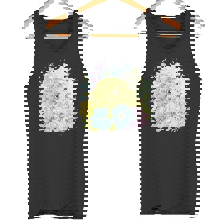 かわいいカメの花 I キッズ 亀 タンクトップ