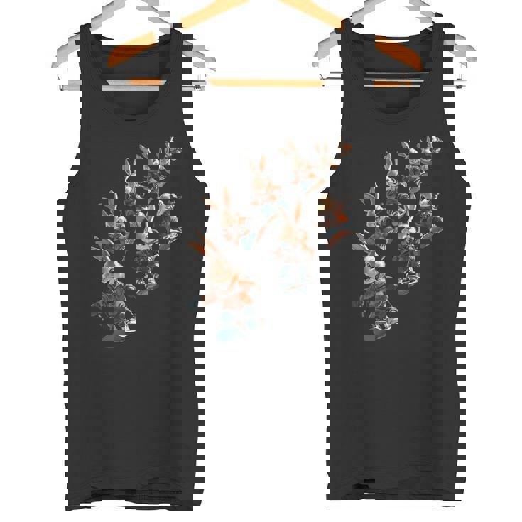 かわいいスノーボードウサギの漫画アート タンクトップ