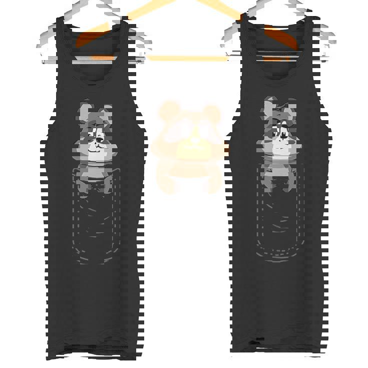 かわいいタヌキ胸ポケット タンクトップ