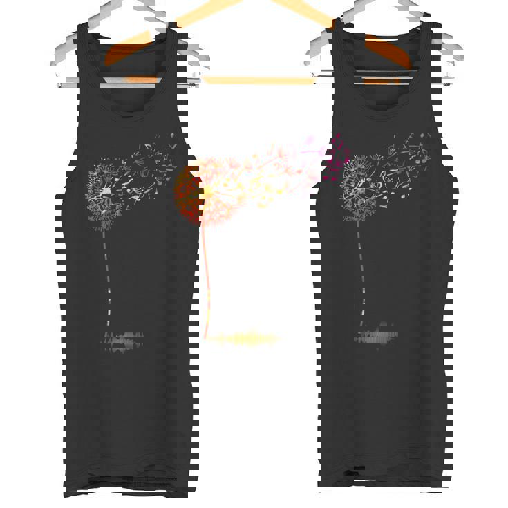 かわいいタンポポ 音符付き 花 男女兼用 音楽 タンクトップ